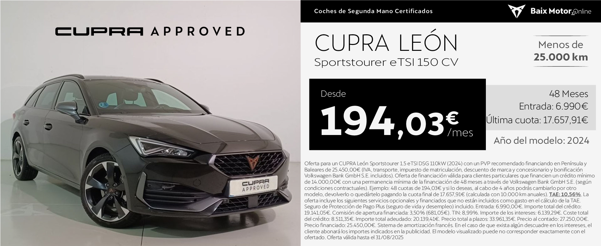 ¡OCASIÓN! Cupra León Sportstourer 150CV DSG por sólo 229€/mes*